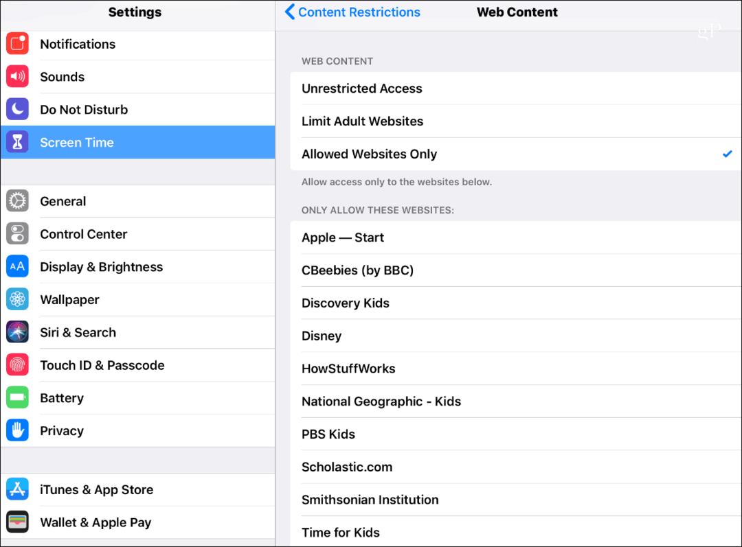iOS 12 Begränsningar för skärmtidens innehåll