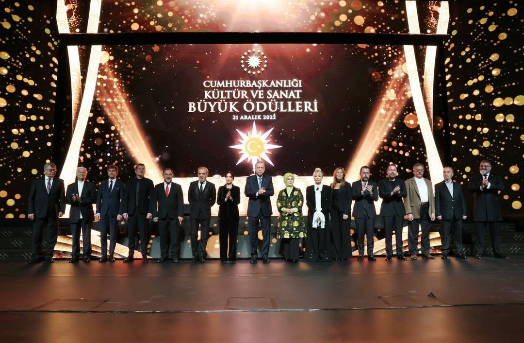 Emine Erdoğan gratulerade konstnärerna som fick presidentens kultur- och konstpris