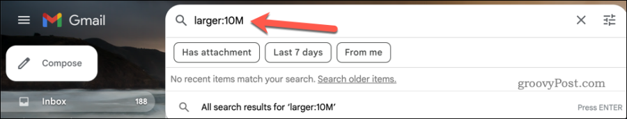 Kör en större: sökning i Gmails sökfält