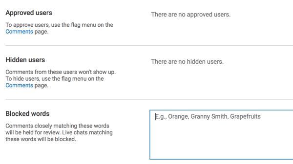 Möjligheten att blockera kommentarer med vissa ord är en av YouTubes bästa moderationsfunktioner för kanaler.