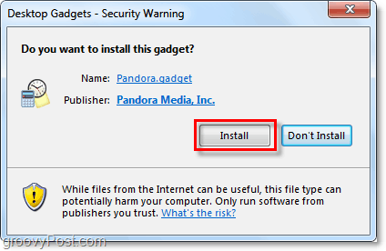 installera Pandora-gadget windows 7