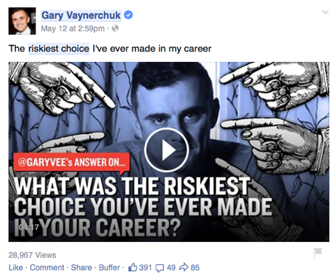 Gary Vaynerchuk videopost på Facebook