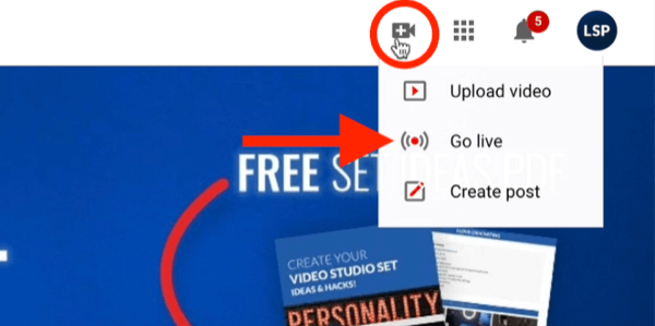 youtube-videomenyalternativ för att aktivera go live-möjligheten för din kanal