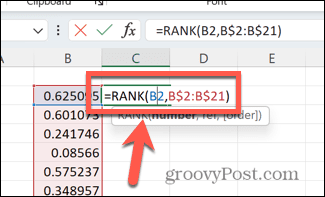 Excel-rankningsformel