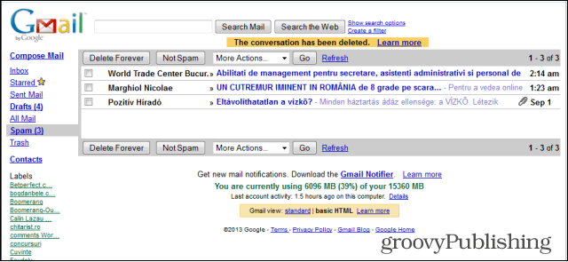 Gmail gammal stil html