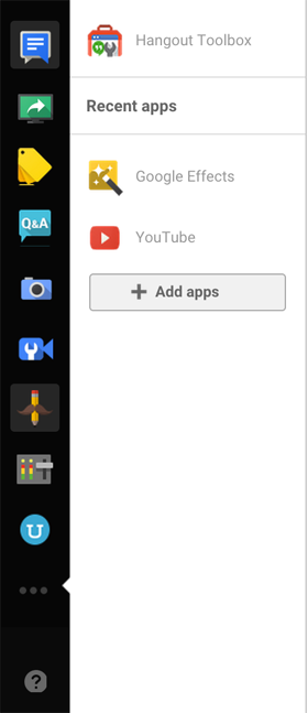 google + hangouts vänster kontrollpanel bild