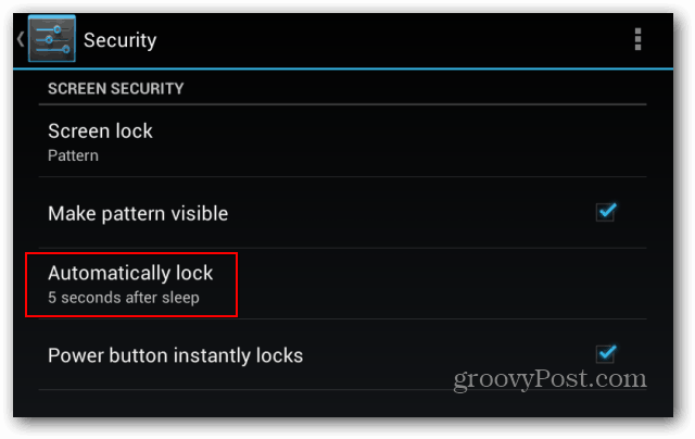 Goggle Nexus 7-låsskärmen låses automatiskt