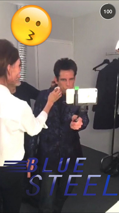 snapchat-bild från modeveckan med Ben Stiller
