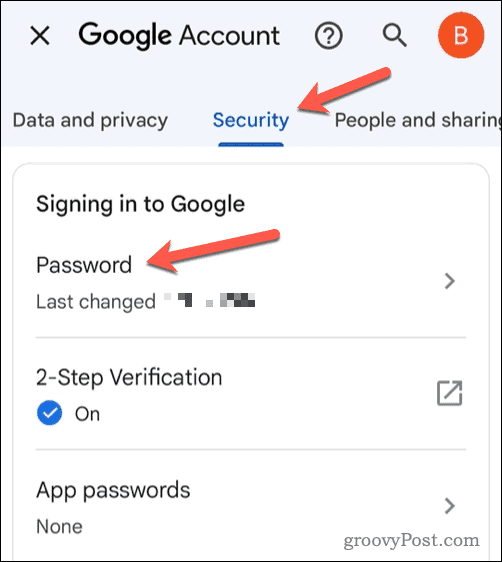 Ändra Gmail-lösenord på mobilen