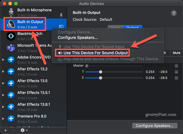 återställ intern audio mac