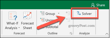 Solver-knappen i Excel