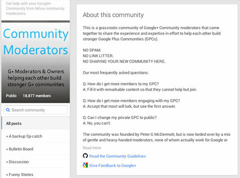 riktlinjer för google + community