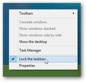 låsa upp Windows 8-aktivitetsfältet