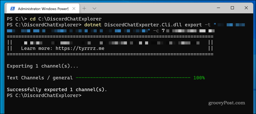 DiscordChatExplorer på Windows 11 används för att ladda ner en serverchattlogg