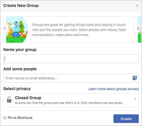 Facebook skapa ny grupp