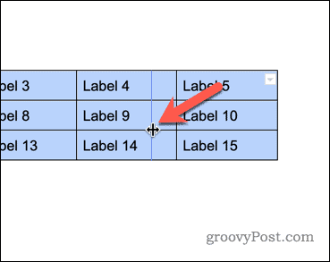 Ändra storlek på en tabell i Google Dokument