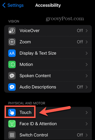 iphone touch-inställningar