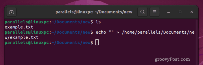 Töm en Linux-fil med echo