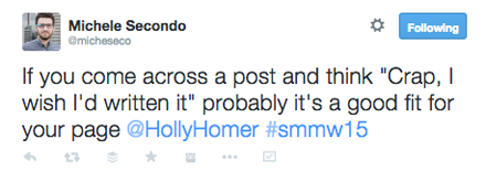 tweet från holly homer smmw15 presentation