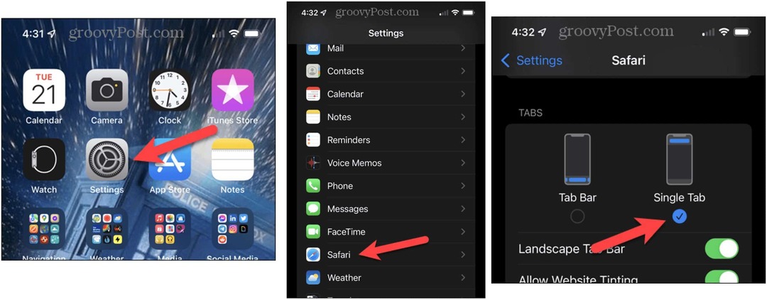 Flytta Safari Search Bar i iOS 15 på iPhone