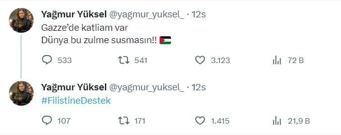 Yağmur Yüksel Delar stöd för Palestina