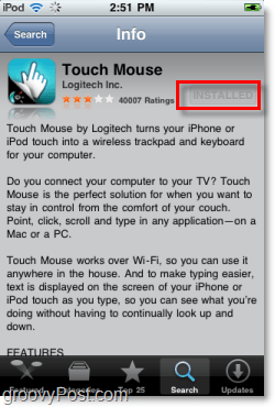 installera logitech touch mus på iphone