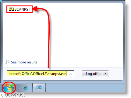Skärmdump - Outlook 2007 SCANPST reparationsverktygslansering
