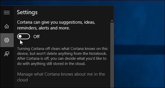 stäng av alla kort Cortana