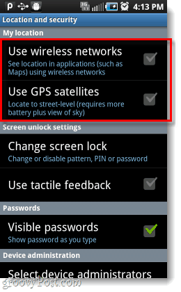 Android använder mina trådlösa nätverk gps-satelliter