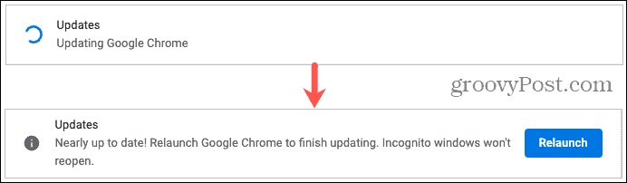 Uppdatera och starta om Google Chrome