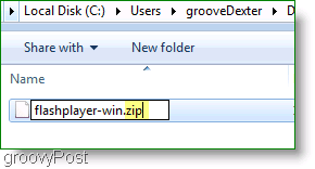 Skärmdump: Flashplayer ZIP-fil windows 7