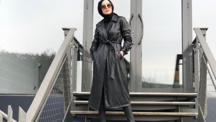 Läderjacka modeller i hijab kläder