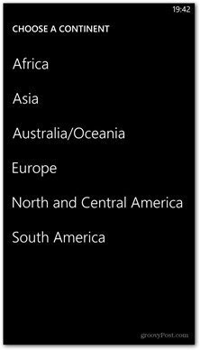 Windows Phone 8 kartar tillgänglig kontinent