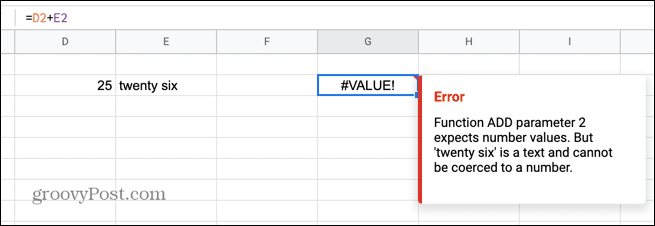 google sheets värdefel