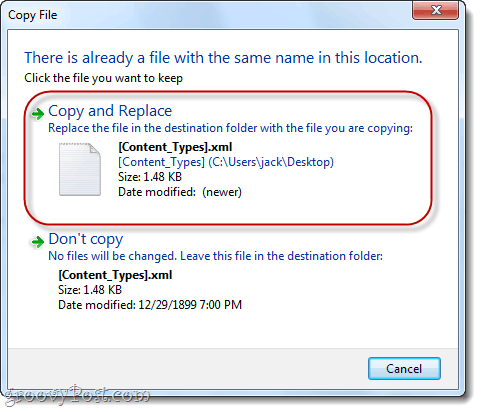 ersätt .xml-filer i Windows 7