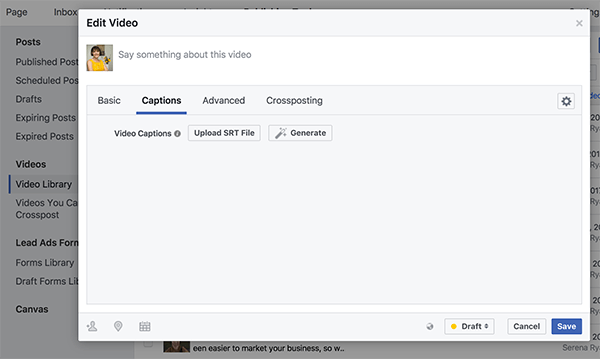 Tryck på Skapa-knappen (med trollstavsikonen) för att producera automatisk bildtext för din video.