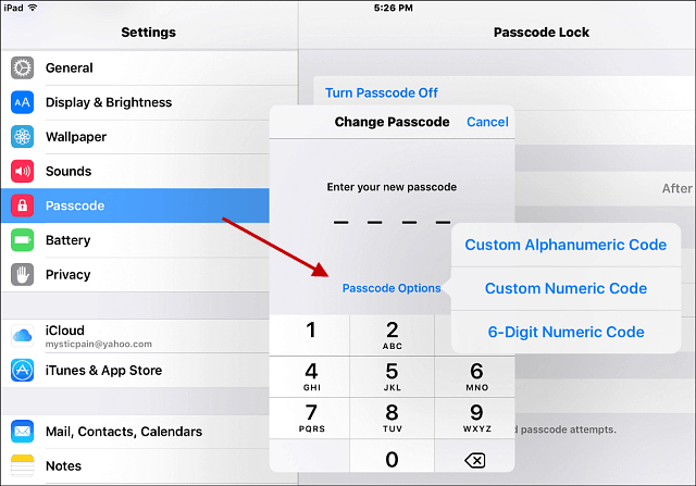 Stong lösenord iOS 9