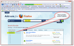 Filtrera Firefox-sökresultat för tillägg