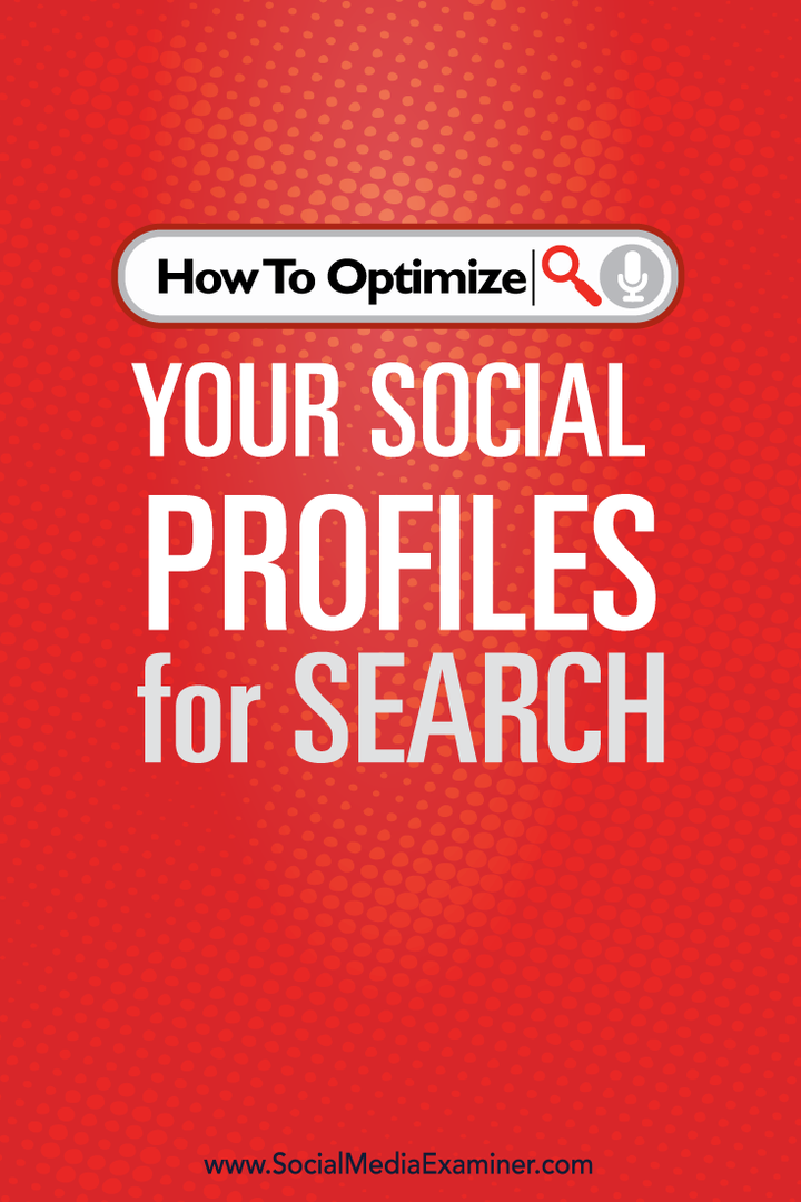 hur man optimerar sociala profiler för sökning