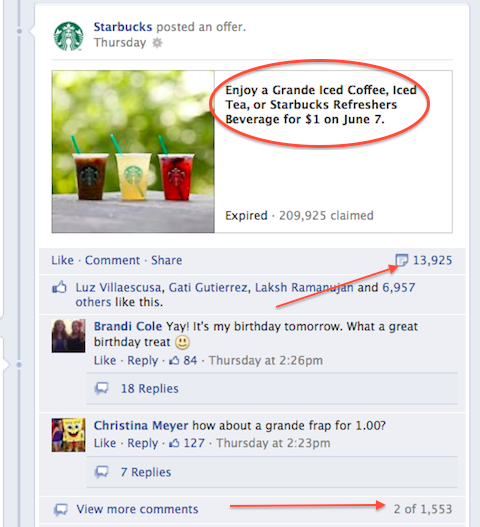 Starbucks facebook-erbjudande