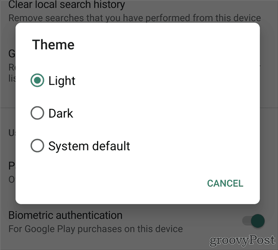 Google Play Store Dark Theme ljus mörk