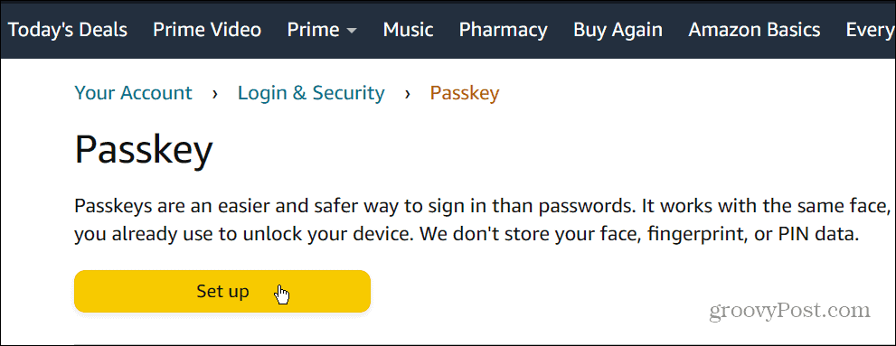 ställ in lösenordsförklaringssidan