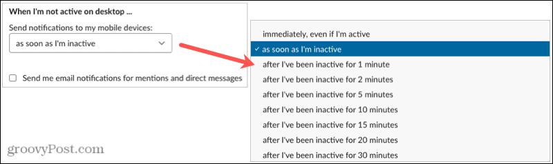 Meddelande vilotid på Slack Desktop
