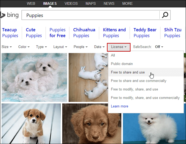 Hitta bilder på Bing