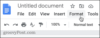 Menyn Format i Google Dokument