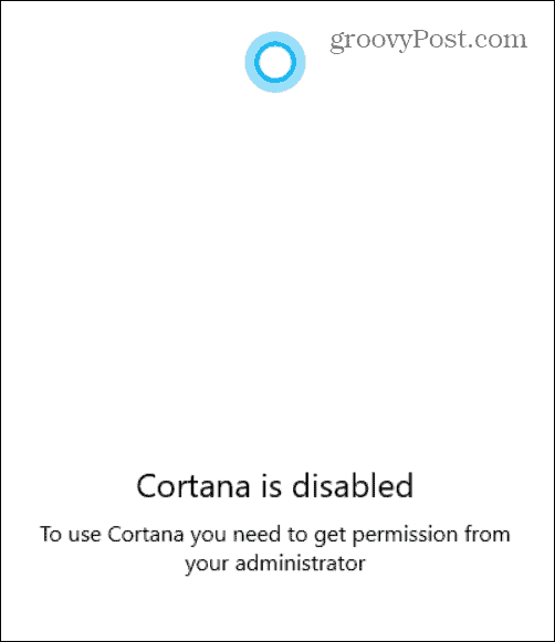 Cortana inaktiverad