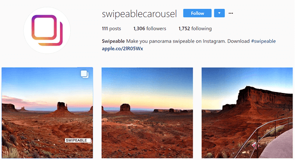 Swipeable förvandlar panorama och 360-foton till inlägg med flera bilder.