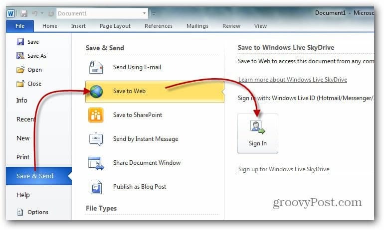 Hur man kartlägger en nätverksenhet till Windows Live Skydrive med Office 2010