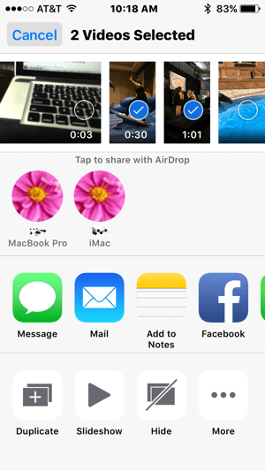 AirDrop gör det enkelt att överföra videor från din iPhone till din Mac.