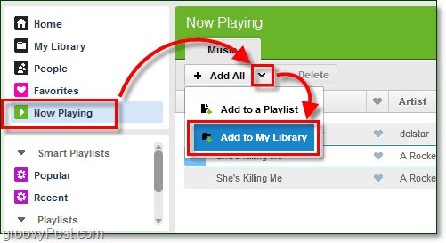 lägg till dina nuvarande låtar i ditt Grooveshark musikbibliotek